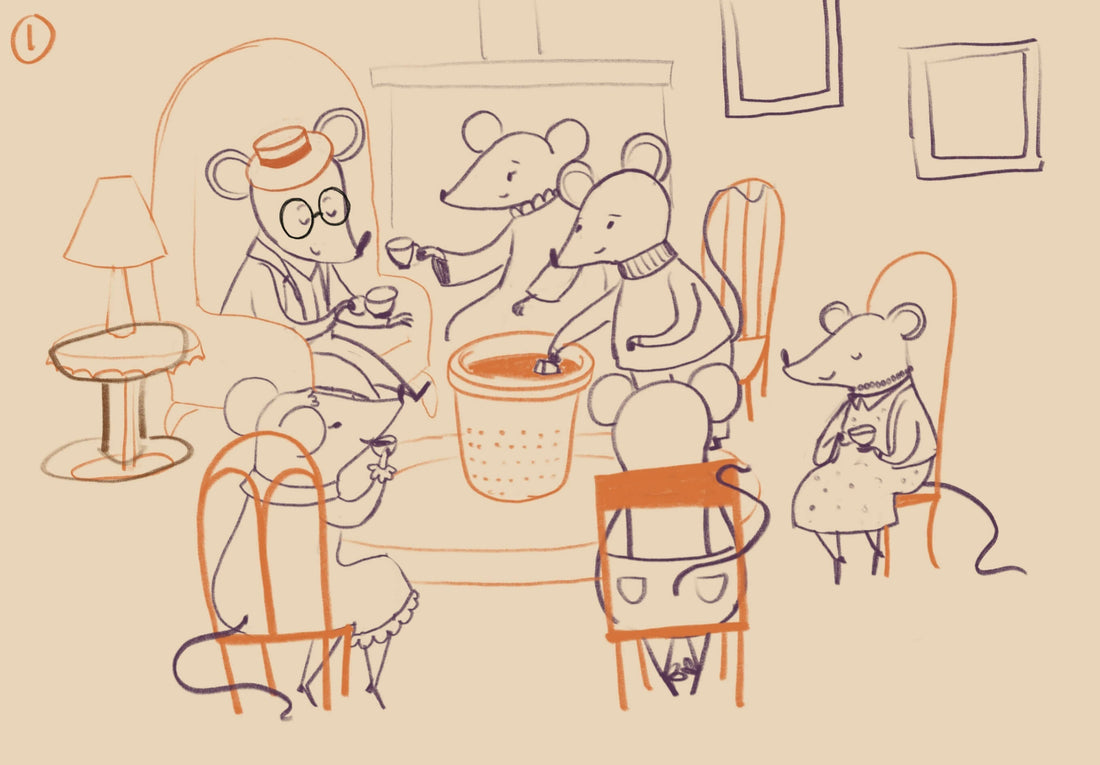 Mr Timble and hes friends gathered in Mr Timbles house