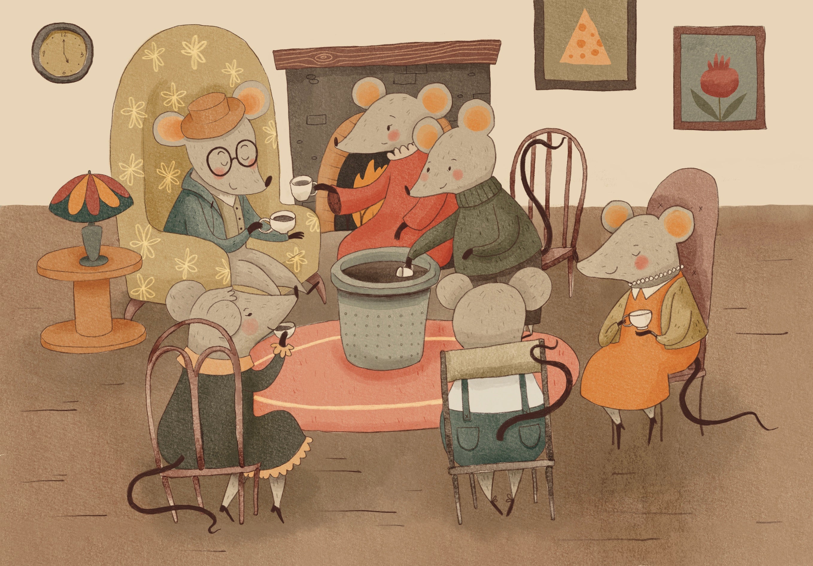 Mr Timble gathering all this friends for coffee and a weekly chat